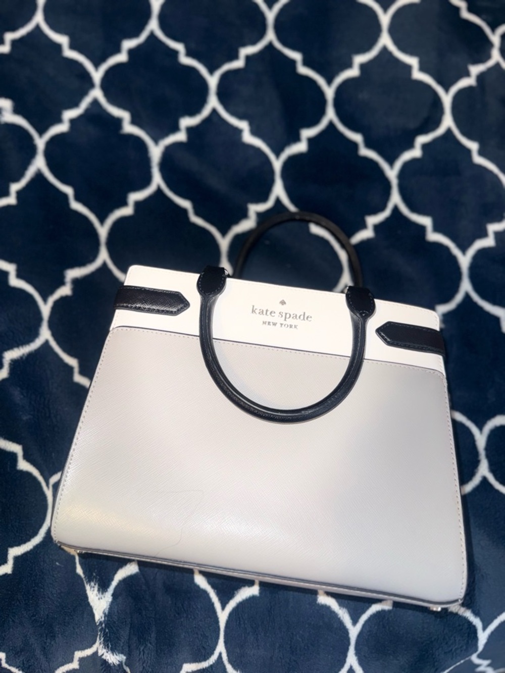 kate spade Two-Tone Cream & Black Structured Satchel